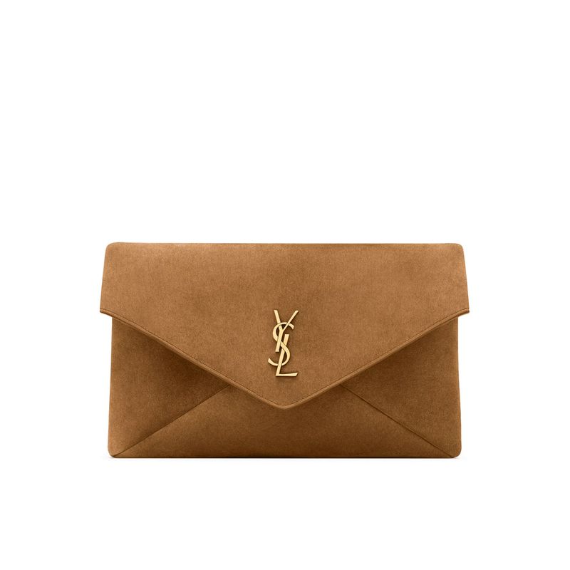 Saint Laurent Women Large Cassandre Envelope Clutch In Suede